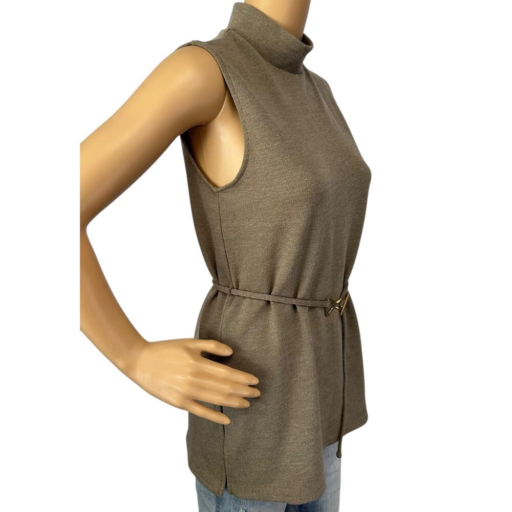 Zara Soft Pique High Neck Top Tan Taupe Sleeveless Size S - Picture 6 of 15